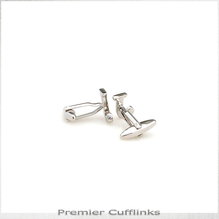 Single Initial J Silver Cufflink