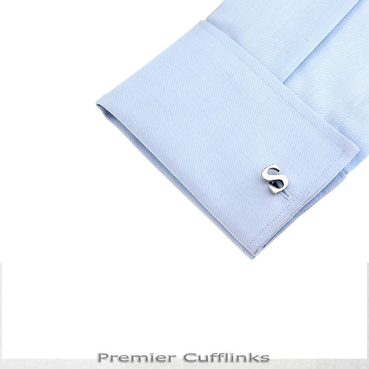 Single Initial S Silver Cufflink