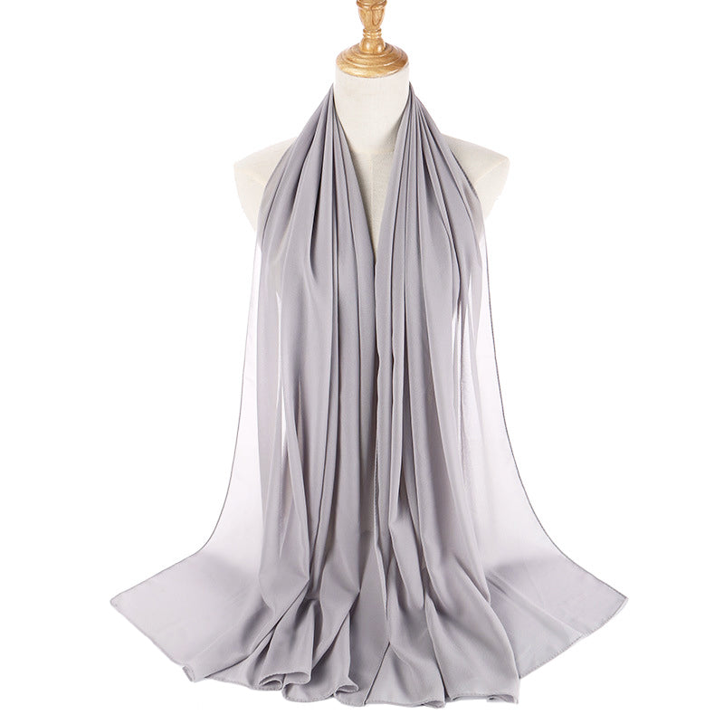Mid Silver Chiffon Scarf