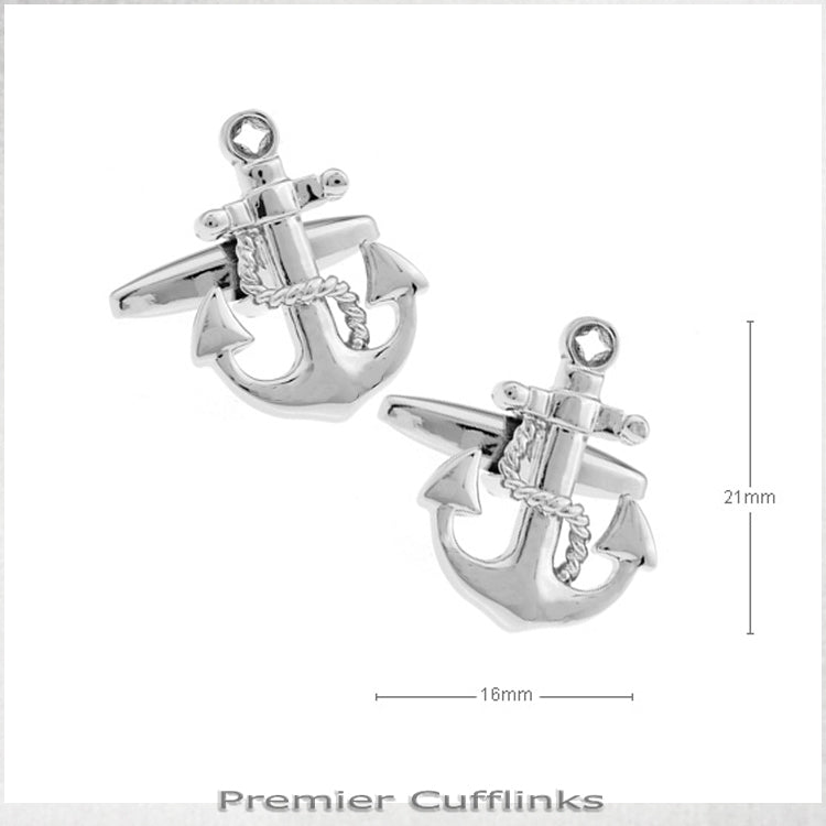 Silver Anchor Cufflinks