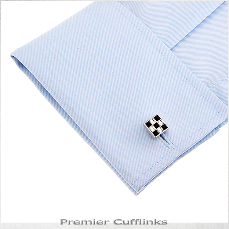 Black and Crystal Checker Board Cufflinks