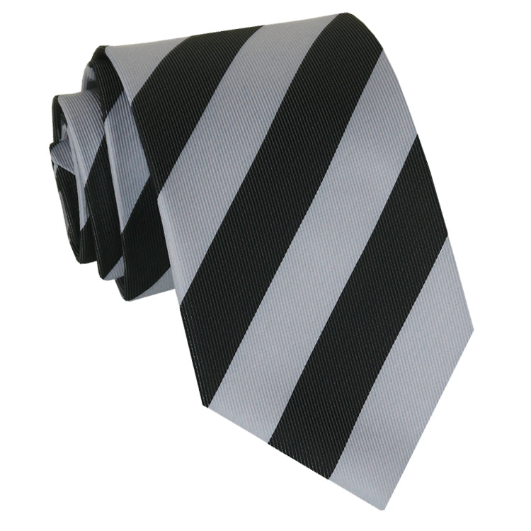 Mens Silver & Black Stripes Sports Tie