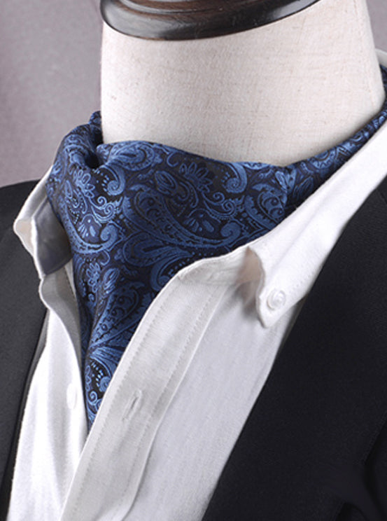 Black & Blue Paisley Ascot Cravat