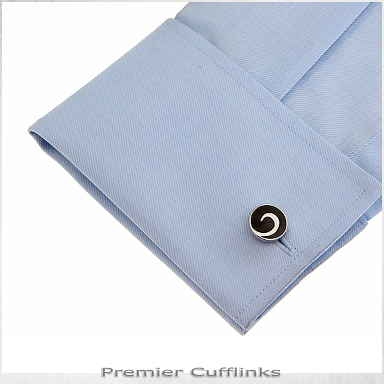 Black With Silver Koru Cufflinks