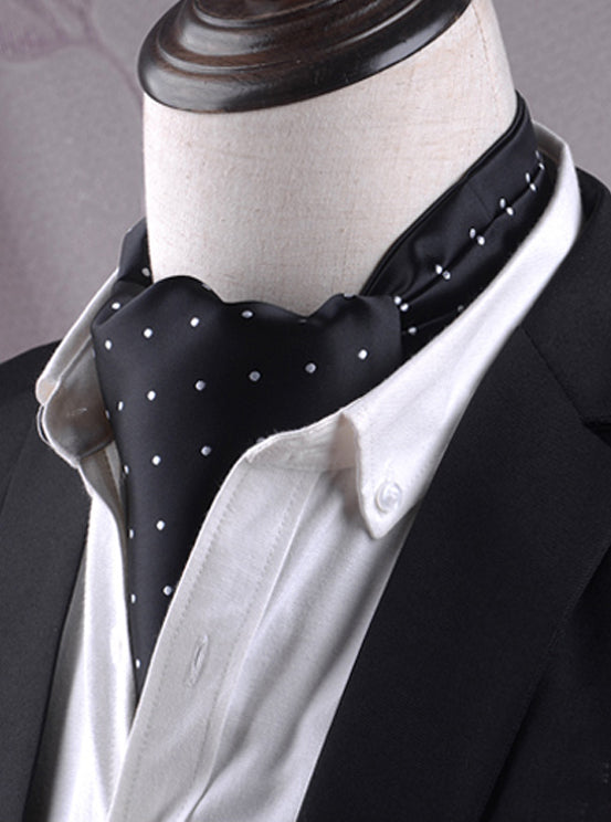 Men's Black with White Polka Dots Ascot Cravat