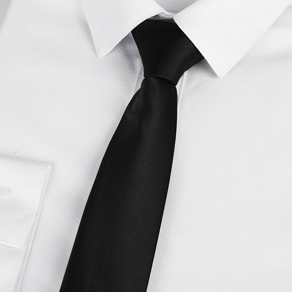 Mens Black Clip On Tie