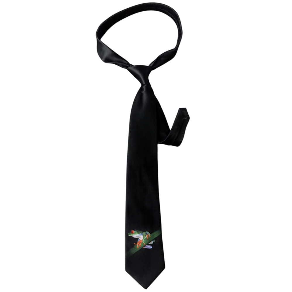 Black with Tree Frog Slim Tie