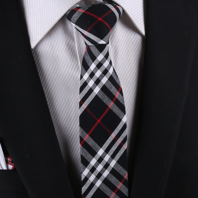 Black, Red & White Tartan Slim Tie