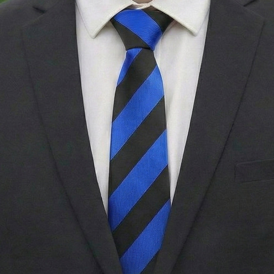 Mens Blue & Black Stripes Sports Tie