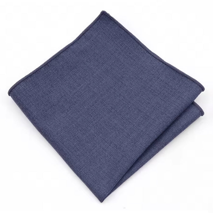 Blue Grey Bamboo and Cotton Blend Skinny Tie & Pocket Square Set
