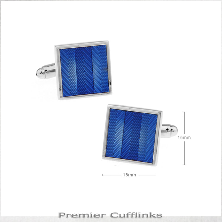 Blue Zigzag Textured Stripes Cufflinks