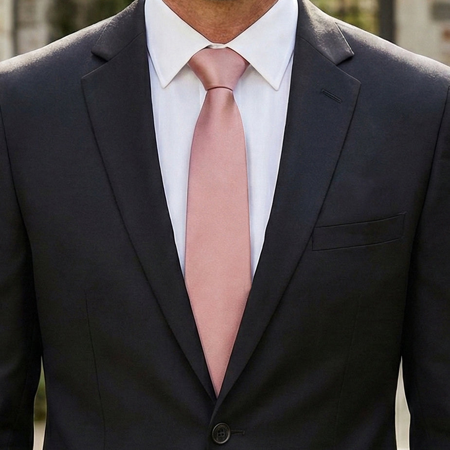 Mens Dusky Pink Blush 7cm Slim Tie