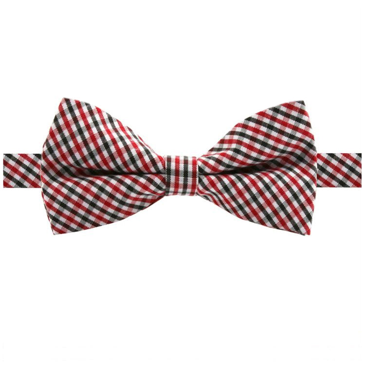 Boys Black, Red and White Gingham Bow Tie
