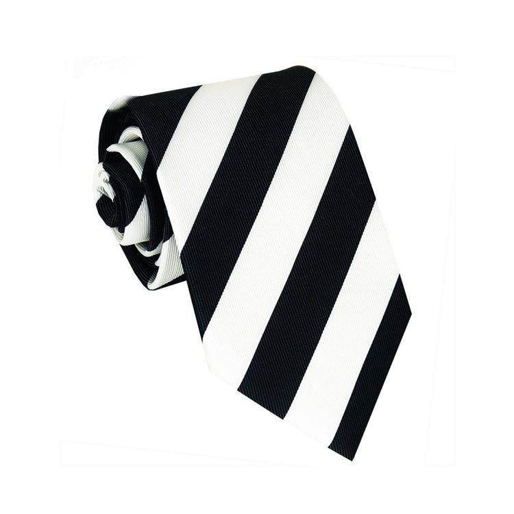Boys Black & White Stripes Sports Tie