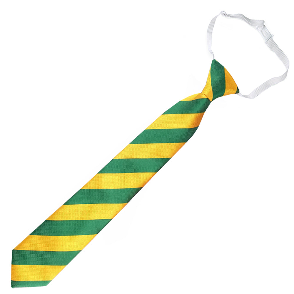 Boys Green & Yellow Stripes Elastic Tie