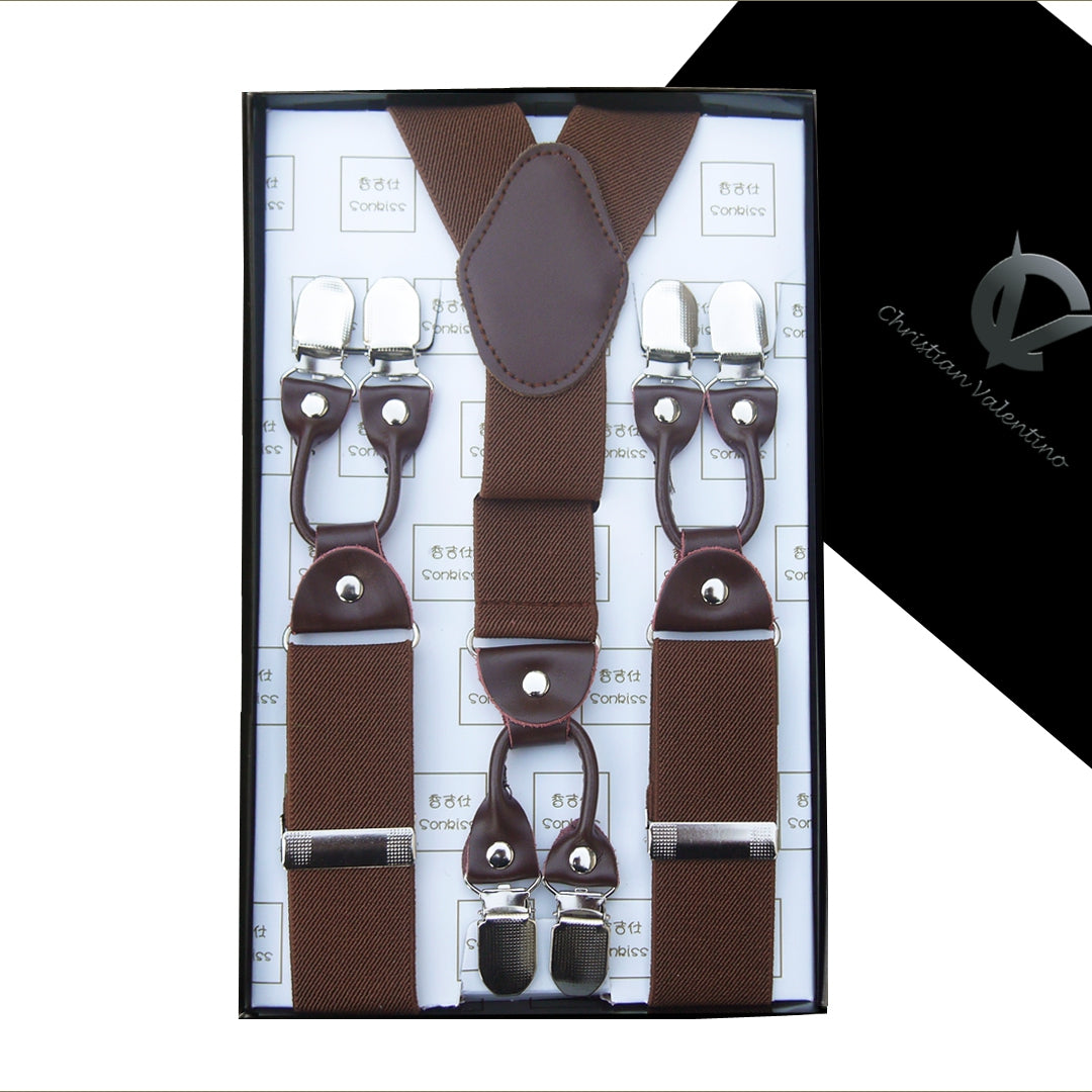 Mid Brown with Leather Attachment Large Braces Y3.5cm