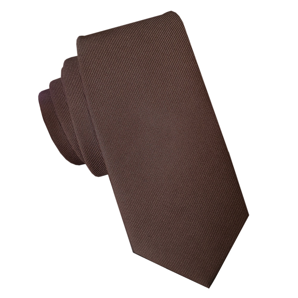 Dark Brown Cotton Blend Skinny Tie