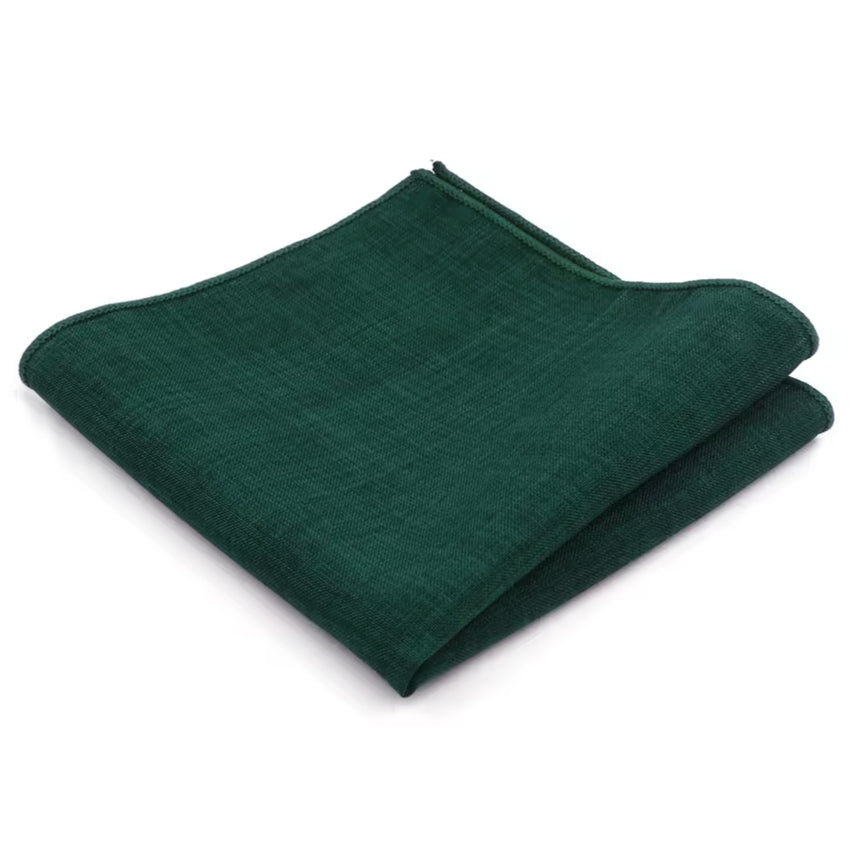 Hunter Green Cotton Slim Tie & Pocket Square Set