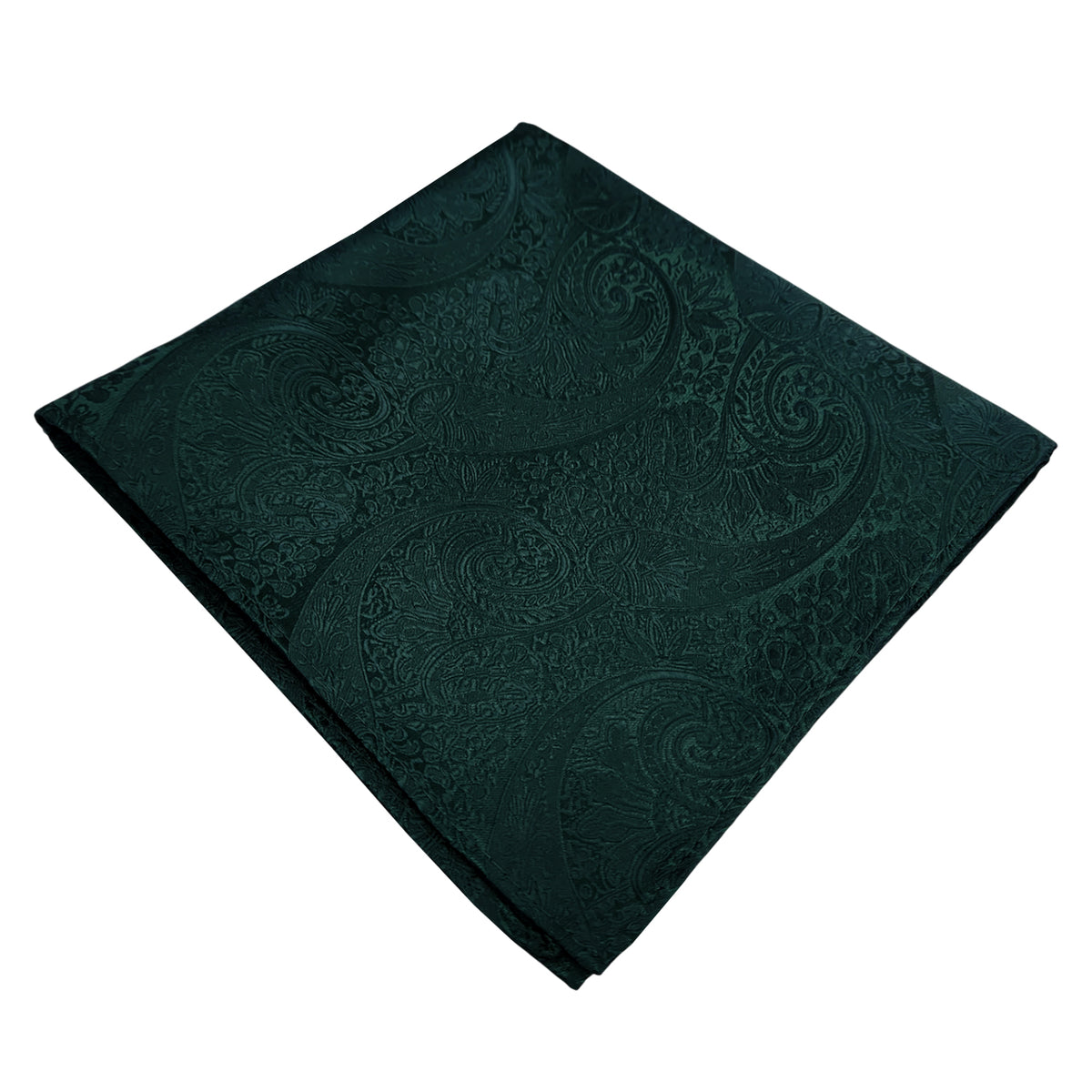 Dark Green Paisley Slim Tie and Pocket Square Set