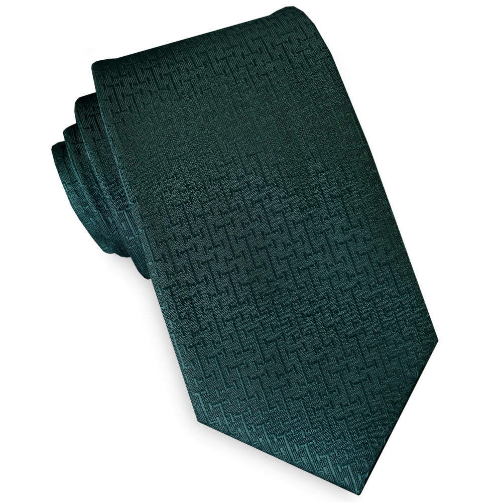 green textured slim tie