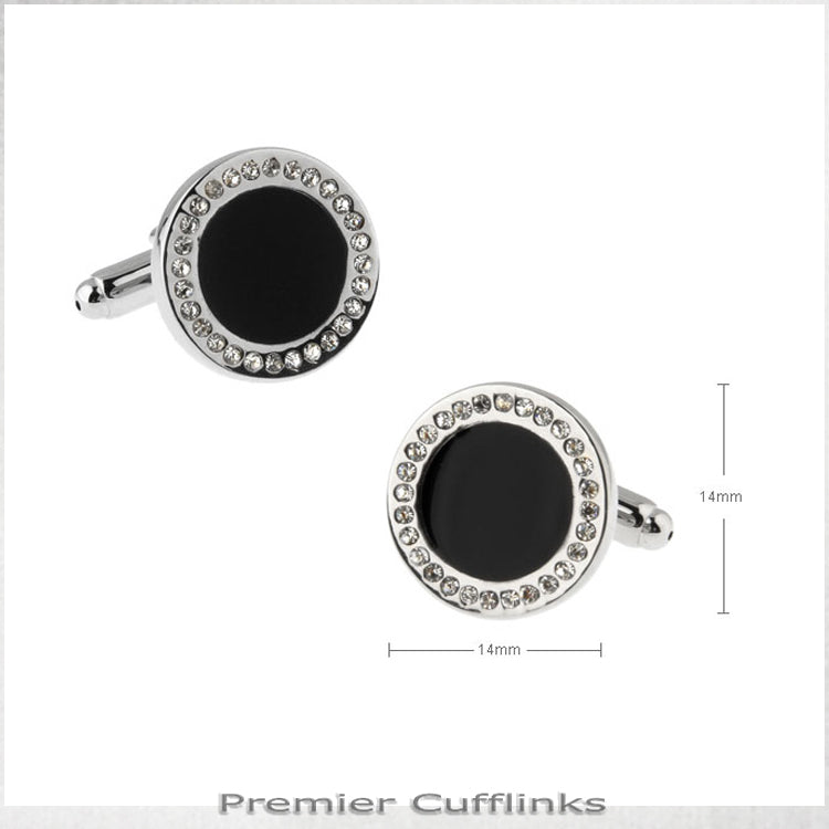 Diamante Edged with Black Inset Cufflinks