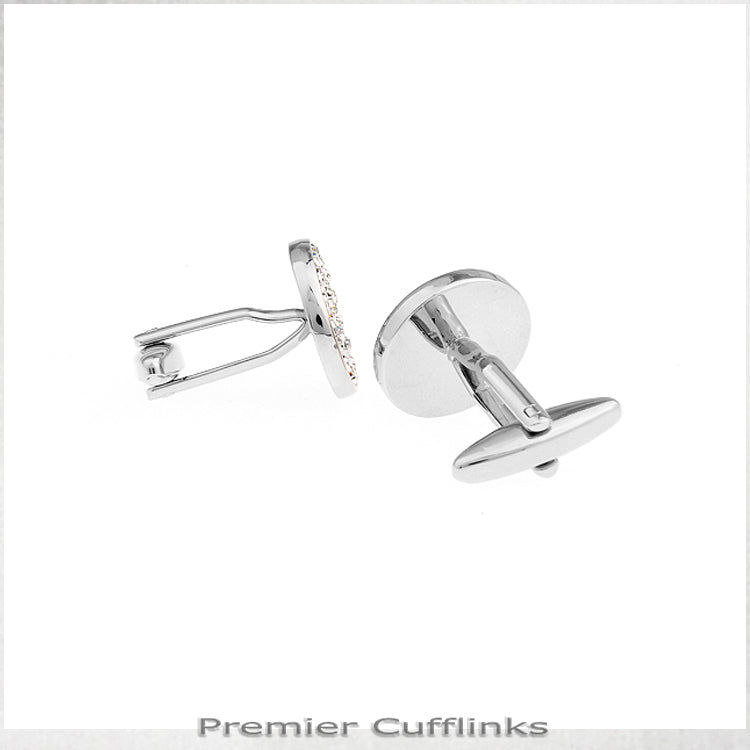 Diamante With Black Ring Cufflinks