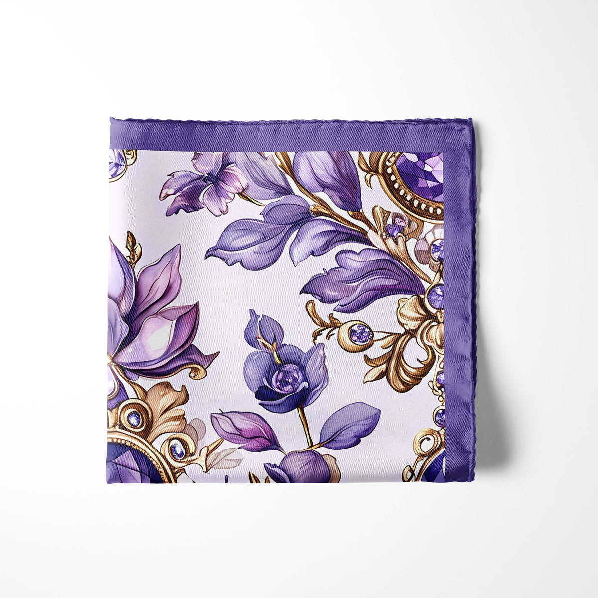 Genuine Silk Lisianthus Flowers Pocket Square