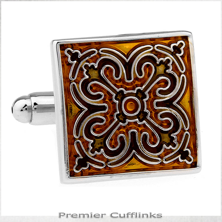 Gold and Black Tapestry Cufflinks