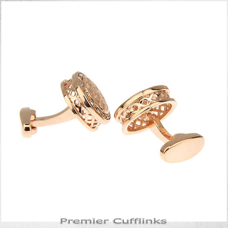 Gold Rustic with Gem Insets Cufflinks