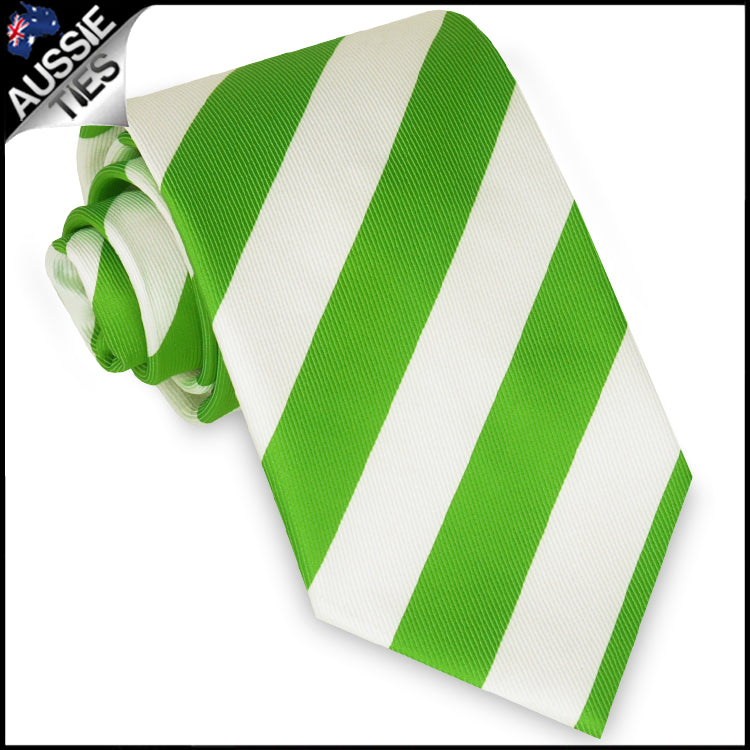 Boys Green & White Stripes Sports Tie