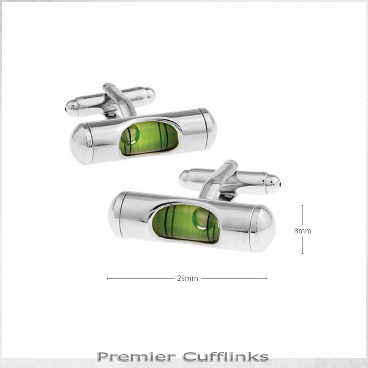 Green Spirit Level Cufflinks