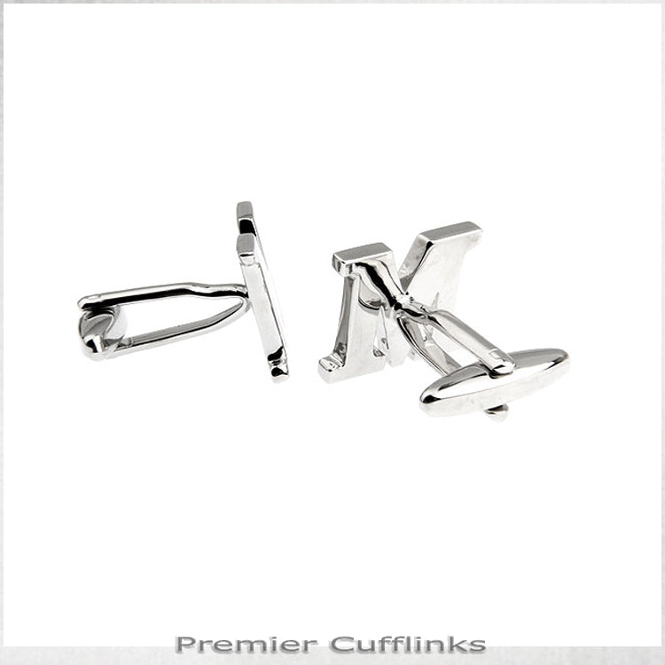 Single Initial M Silver Cufflink