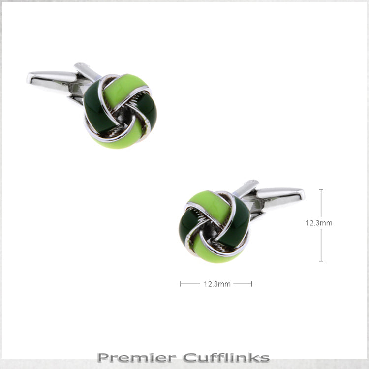 Lime and Forest Green Knot Cufflinks