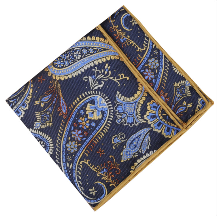 navy and gold paisley handkerchief