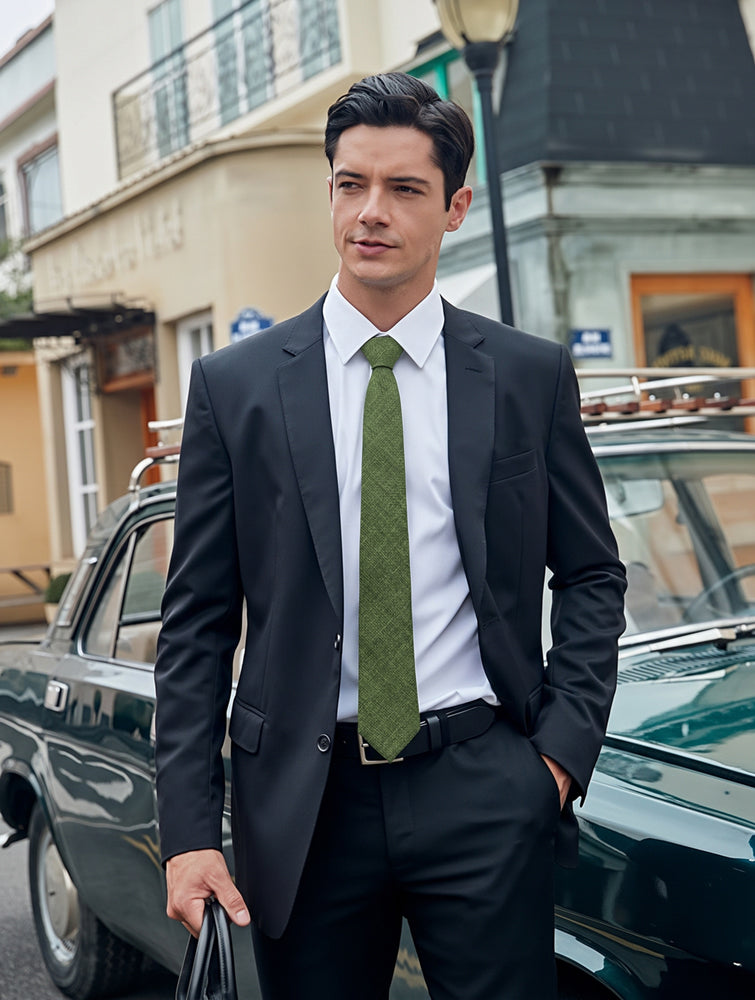 Olive Green Cotton Slim Tie