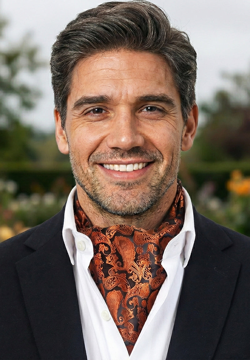 Orange & Black Paisley Ascot