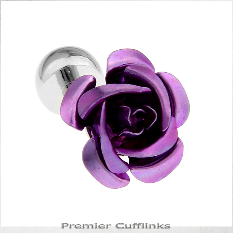 Purple Floral Stud Cufflinks