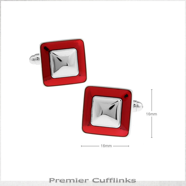 Red and Silver Squares Cufflinks