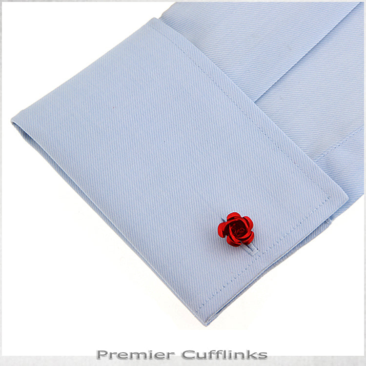 Red Floral Stud Cufflinks