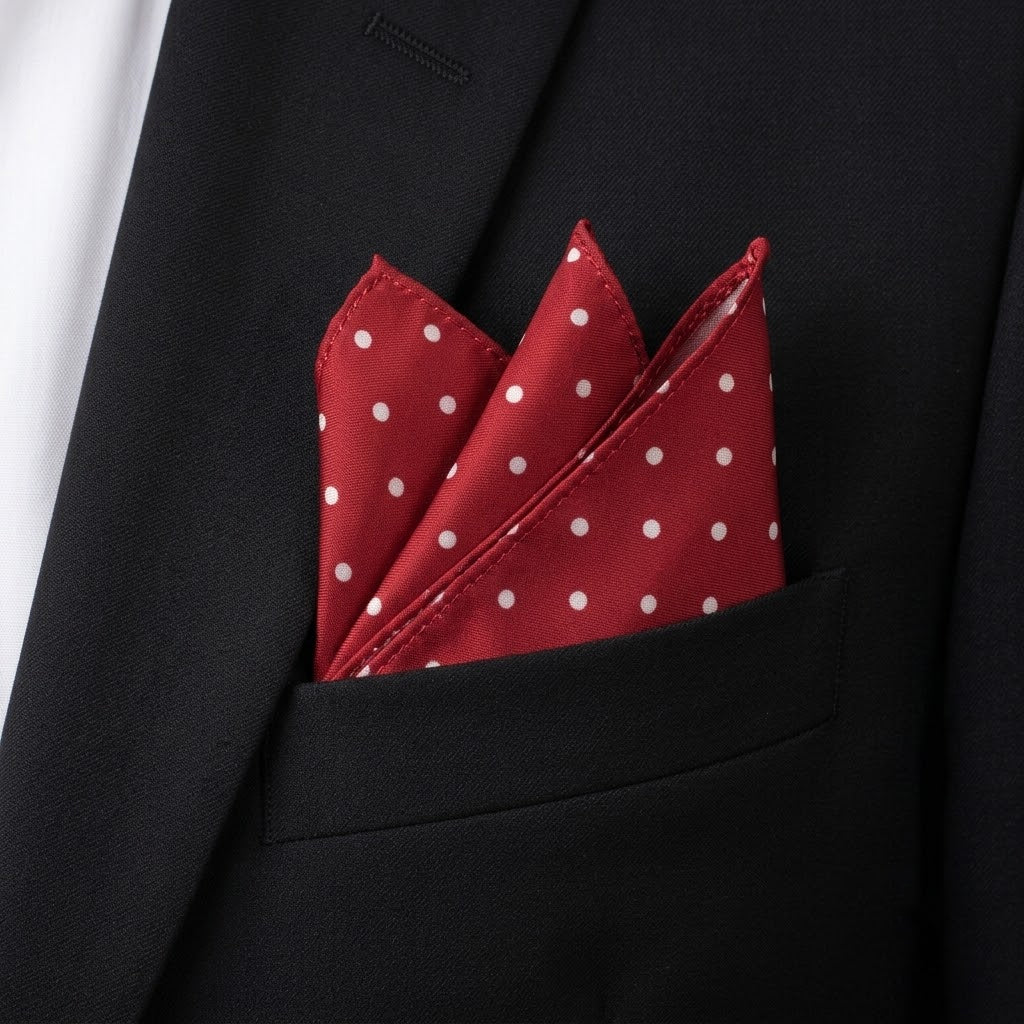 Scarlet Red Polka Dot Pocket Square Handkerchief