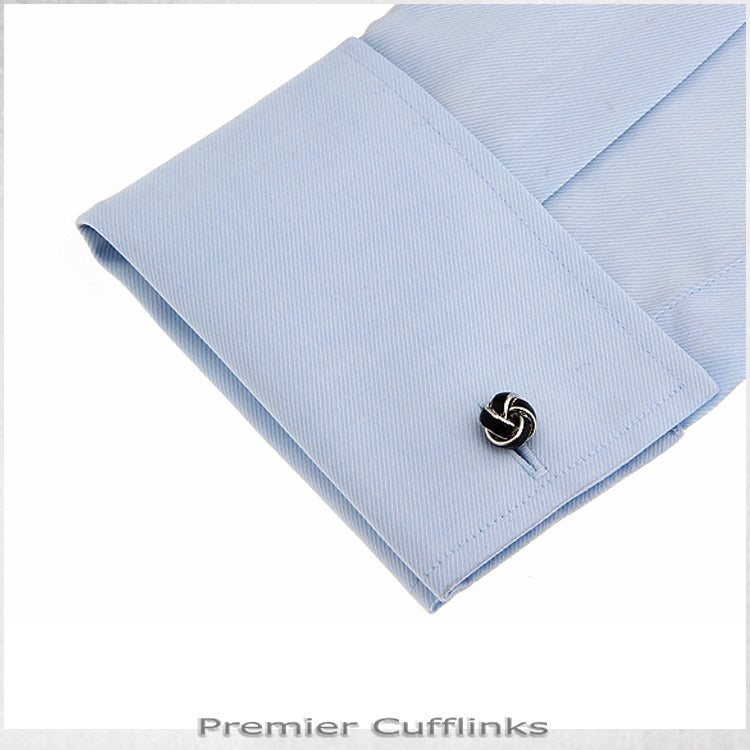 Silver and Black Knot Cufflinks