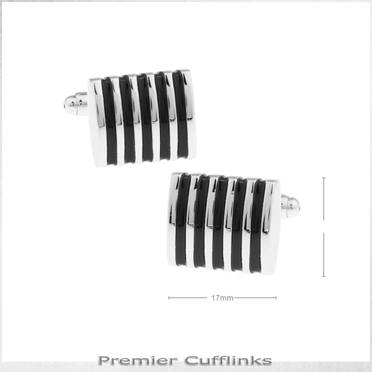 Silver and Black Ribs Cufflinks