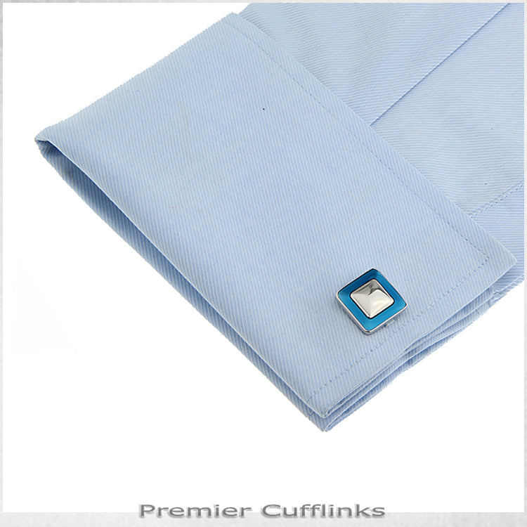 Silver and Cobalt Squares Cufflinks