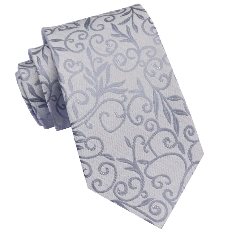 Silver Floral with Highlights Mens Tie