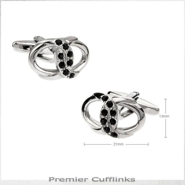 Silver Interlinked Rings with Black Insets Cufflinks