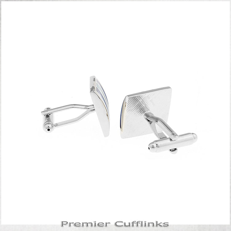 Silver Squares with Turquoise and Blue Bars Cufflinks