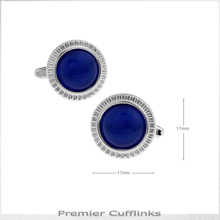 Silver With Electric Blue Inset Cufflinks