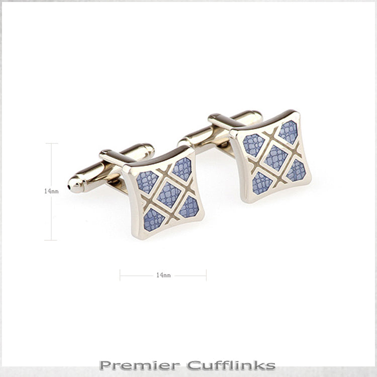 Silver with Light Blue Stone Texture Cufflinks