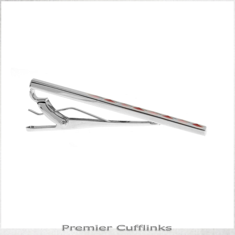 Silver with Red & Pink Diamonds Tie Clip