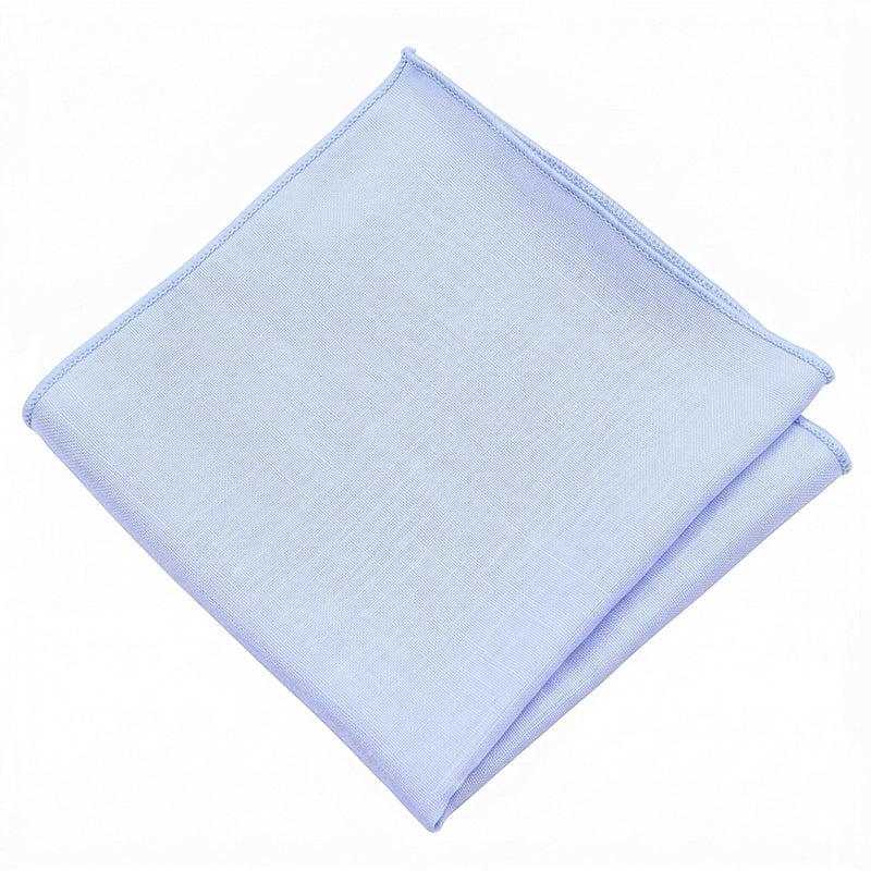 Sky Blue Bamboo and Cotton Blend Skinny Tie & Pocket Square Set